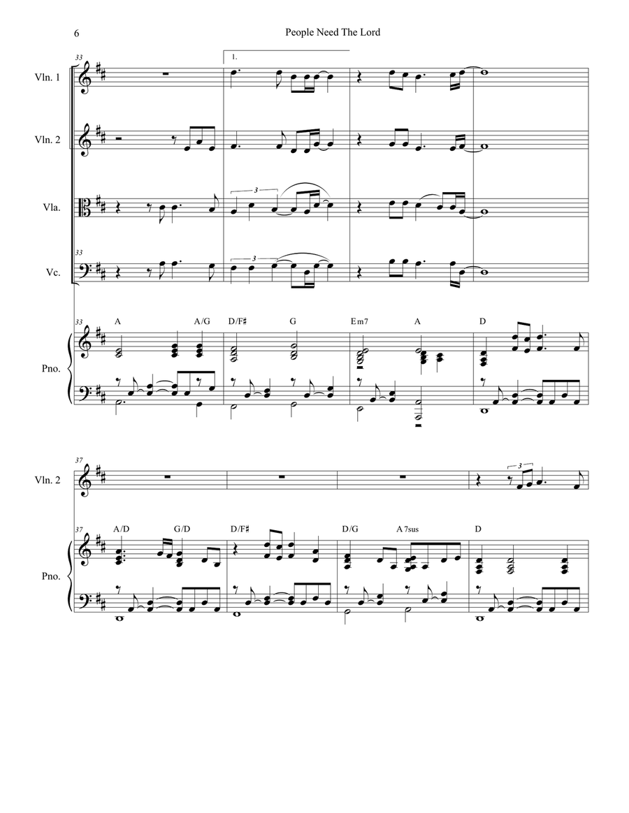 People Need The Lord String Quartet scores gallery preview page 6