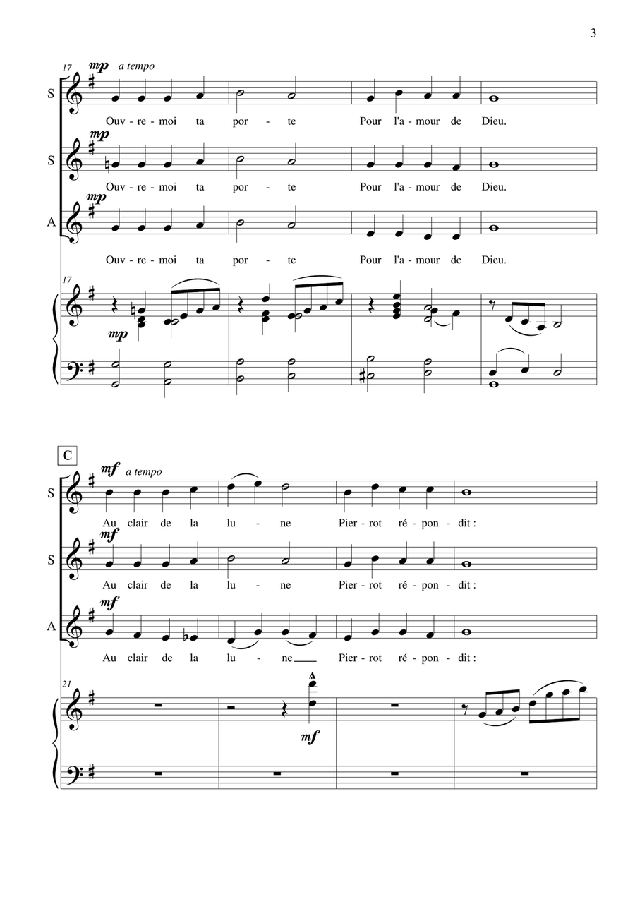 Au Clair de la Lune SSA scores gallery preview page 4