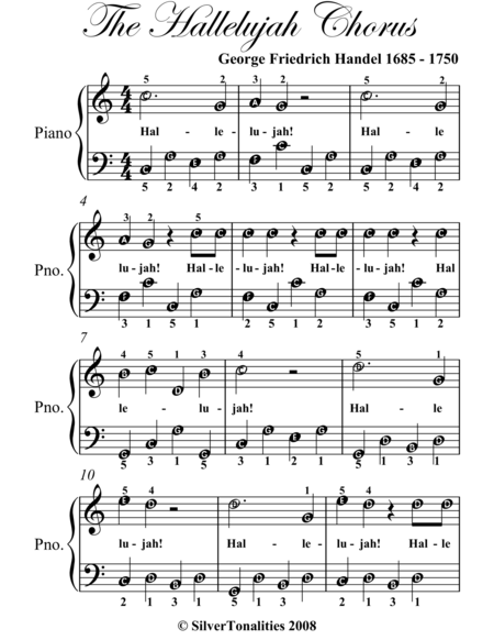 Hallelujah Chorus Easiest Piano Sheet Music