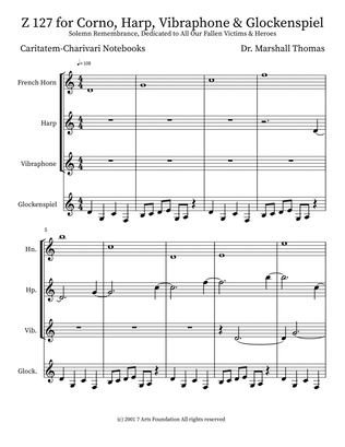 Z 127 for Corno, Harp, Vibraphone & Glockenspiel