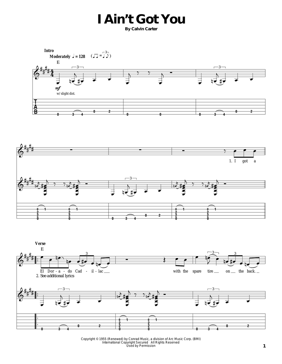 I Ain't Got You Acoustic Guitar scores gallery preview page 1