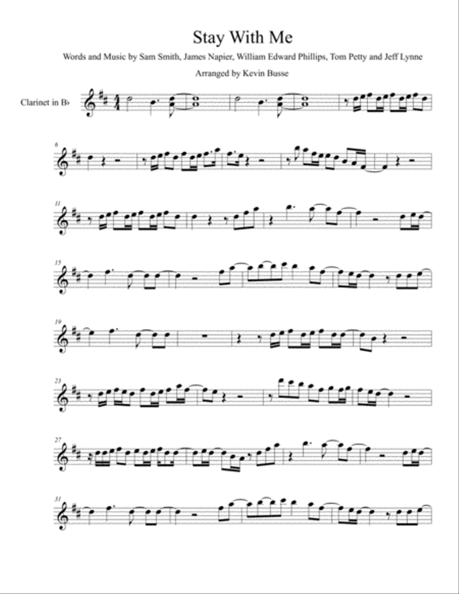 Stay With Me Clarinet Solo scores gallery preview page 1