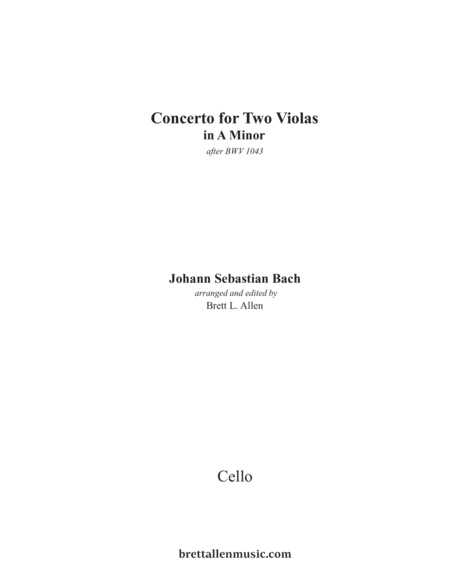 1043g  JSBach Concerto for Two Violas in A Minor CELLO PART image number null
