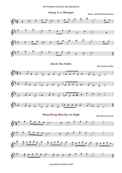 20 Favourite Christmas Carols for solo Alto Saxophone and Piano image number null