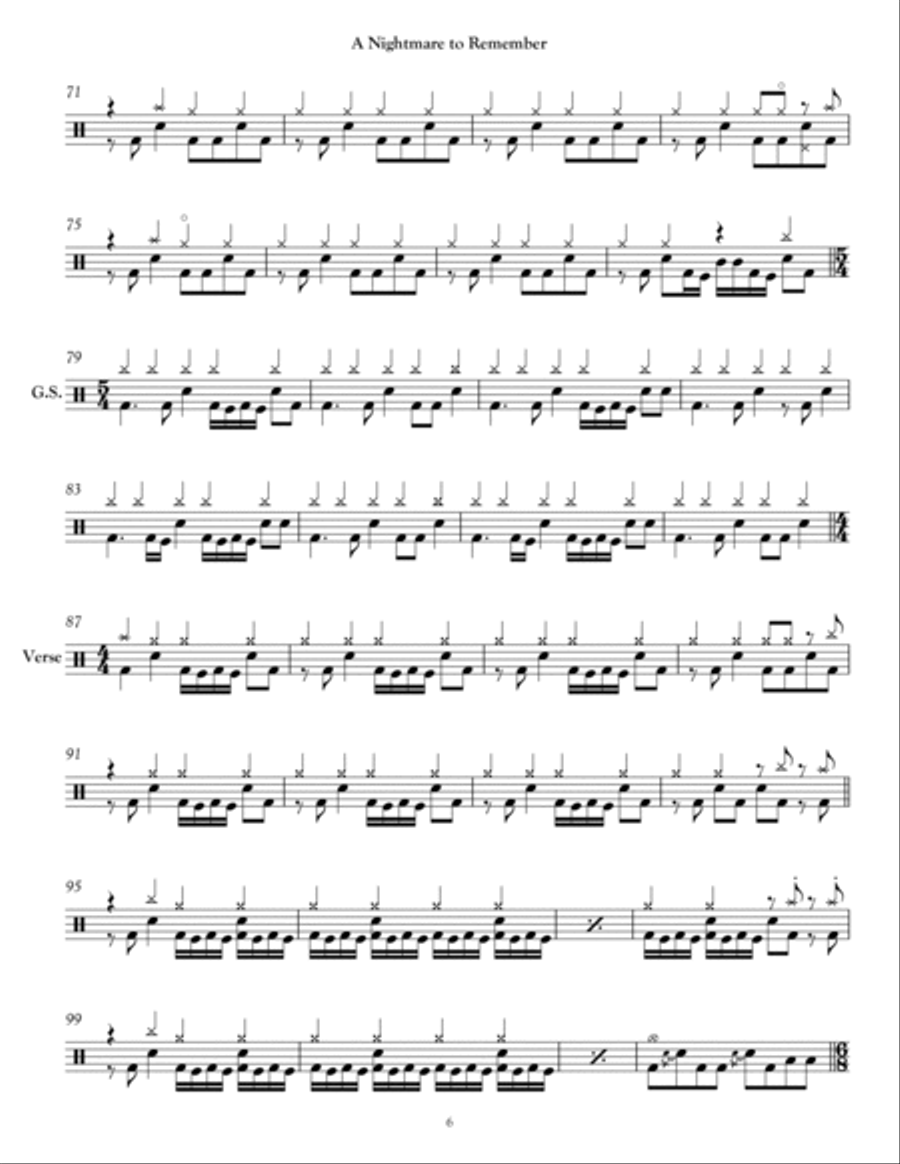A Nightmare To Remember Drum Set scores gallery preview page 3
