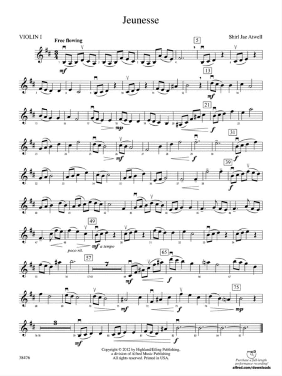 Jeunesse: 1st Violin String Orchestra scores gallery preview page 1