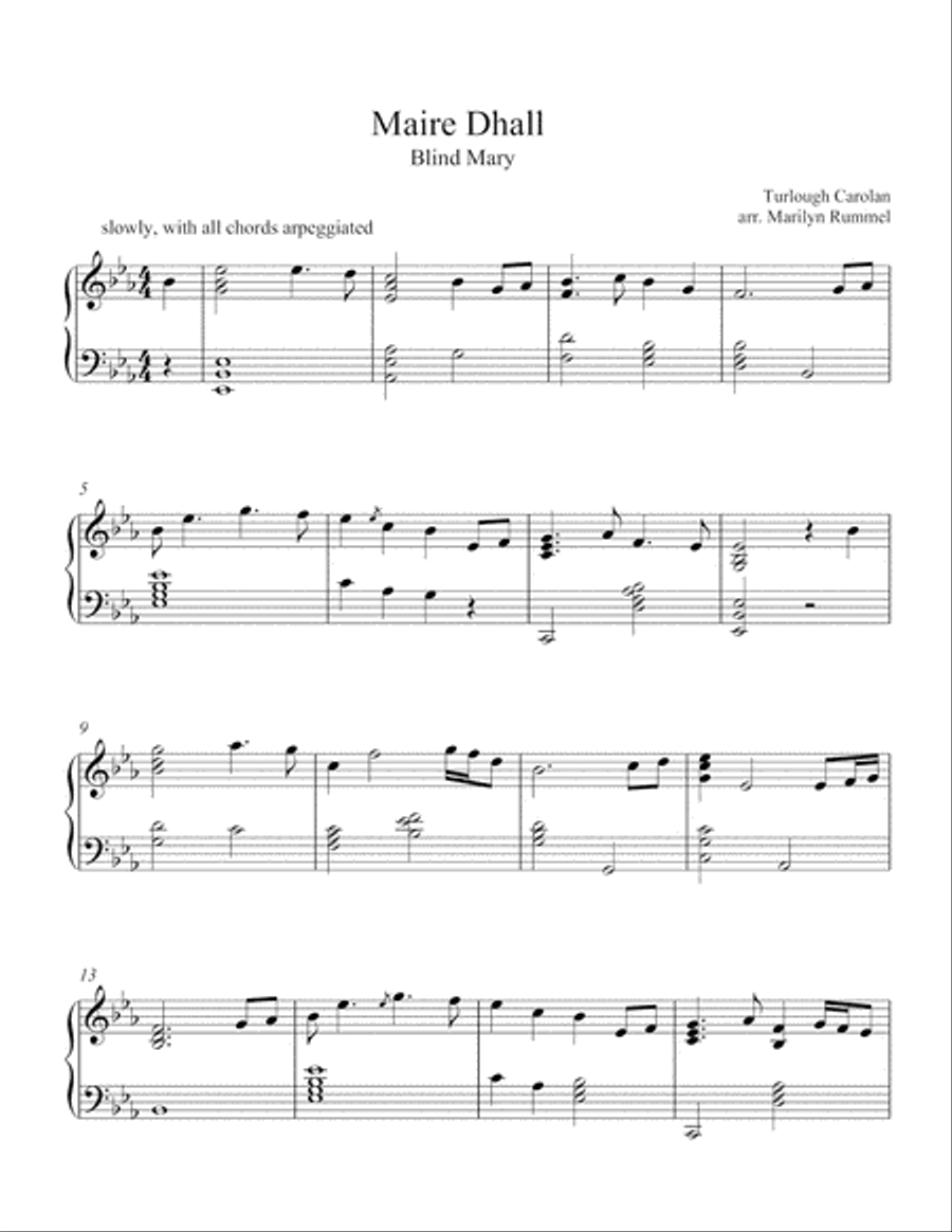 Maire Dhall ( Blind Mary ) for Solo harp - lever or pedal Pedal Harp scores gallery preview page 2