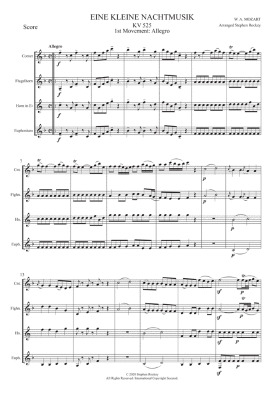 Eine Kleine Nacht Musik 1st Movement Allegro for Brass Band Quartet image number null