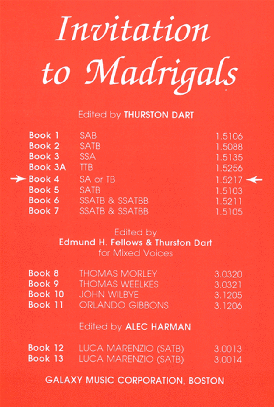 Invitation to Madrigals, Book 4 TB scores gallery preview page 1