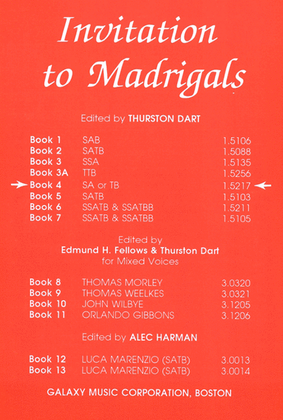 Book cover for Invitation to Madrigals, Book 4