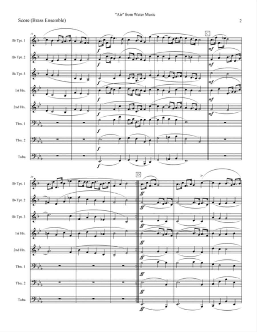 Air (from Water Music) Brass Ensemble scores gallery preview page 3