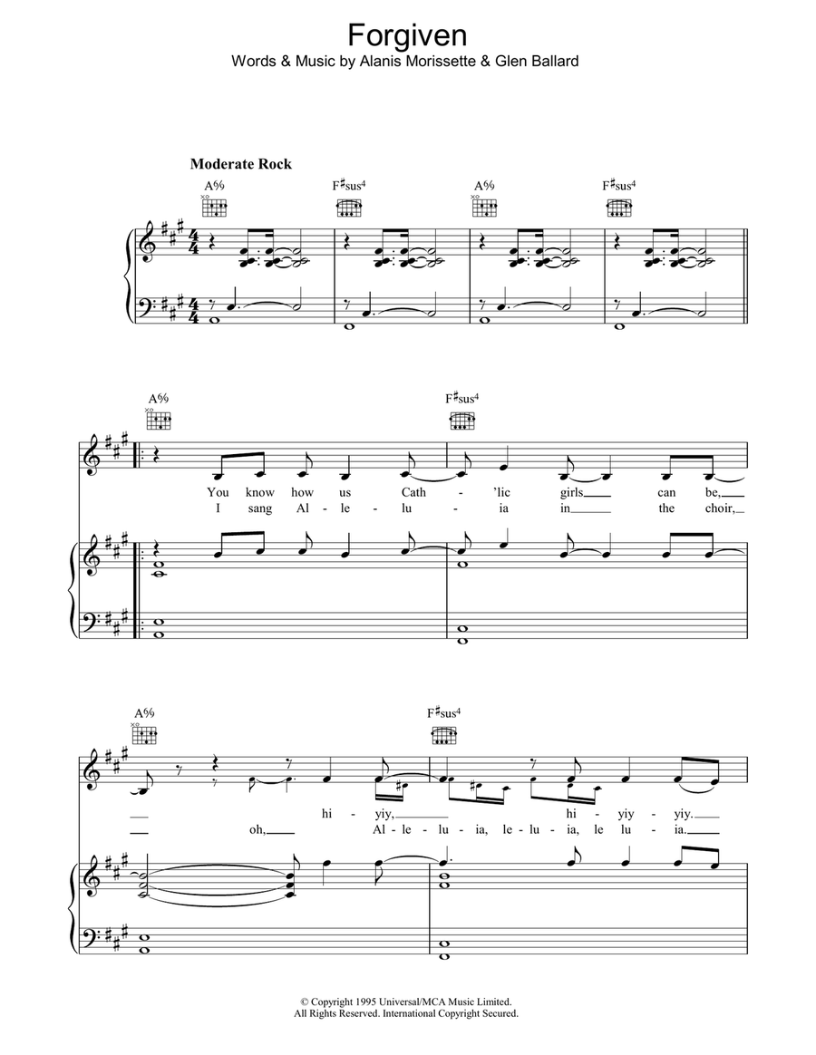 Forgiven Piano, Vocal, Guitar scores gallery preview page 1