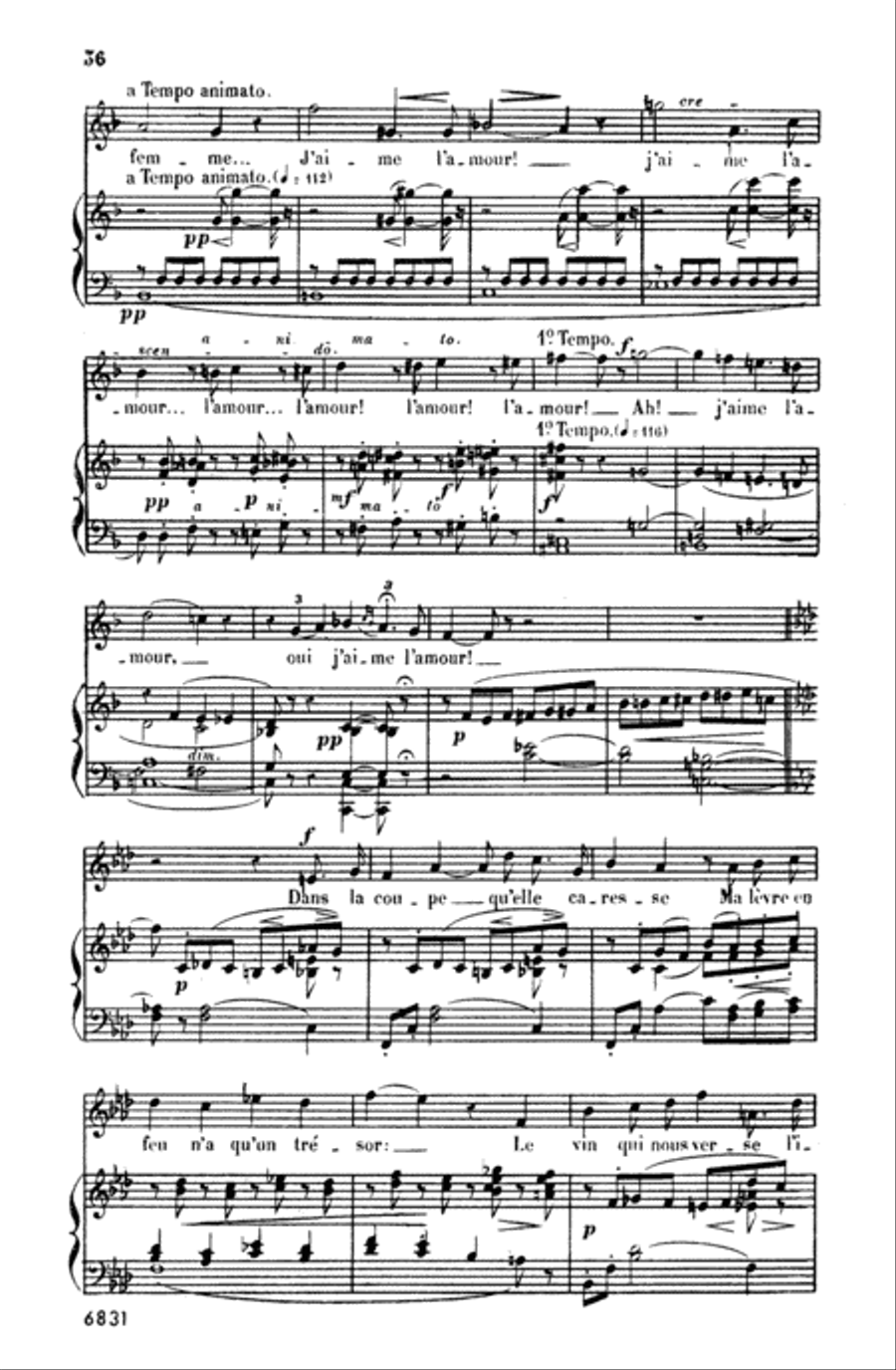 Bizet: Twenty Melodies-- Soprano or Tenor (French) Voice scores gallery preview page 3