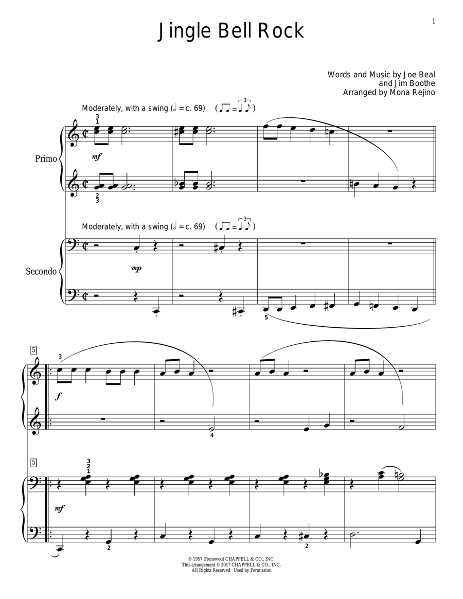 Jingle Bell Rock 1 Piano, 4-Hands scores gallery preview page 1