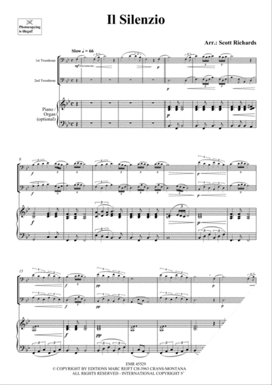 Il Silenzio Il Silenzio Trombone Duet scores gallery preview page 4