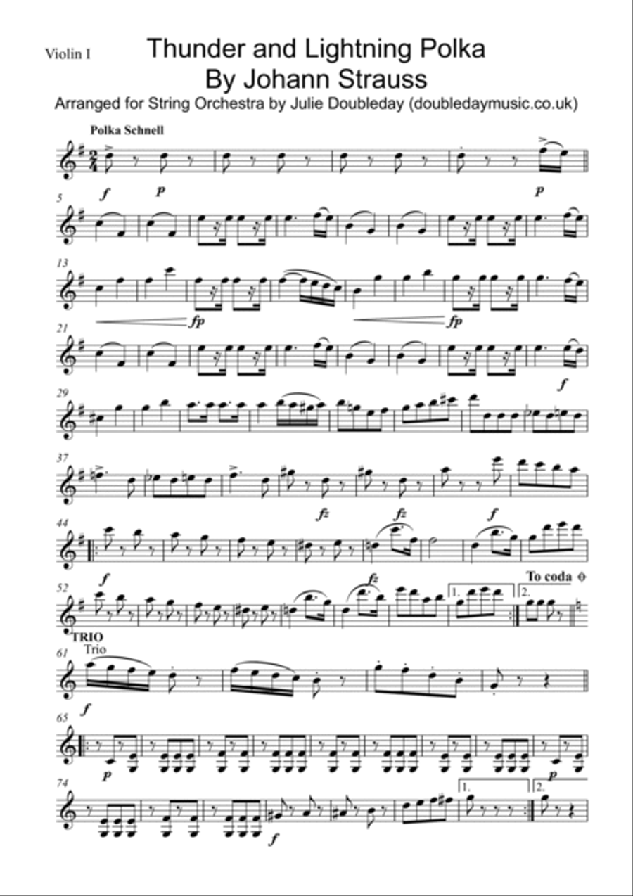 Thunder and Lightning Polka By Johann Strauss Arranged for String Orchestra String Orchestra scores gallery preview page 6