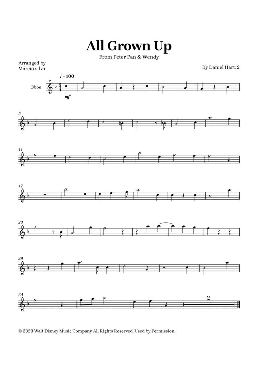 All Grown Up Oboe Solo scores gallery preview page 1