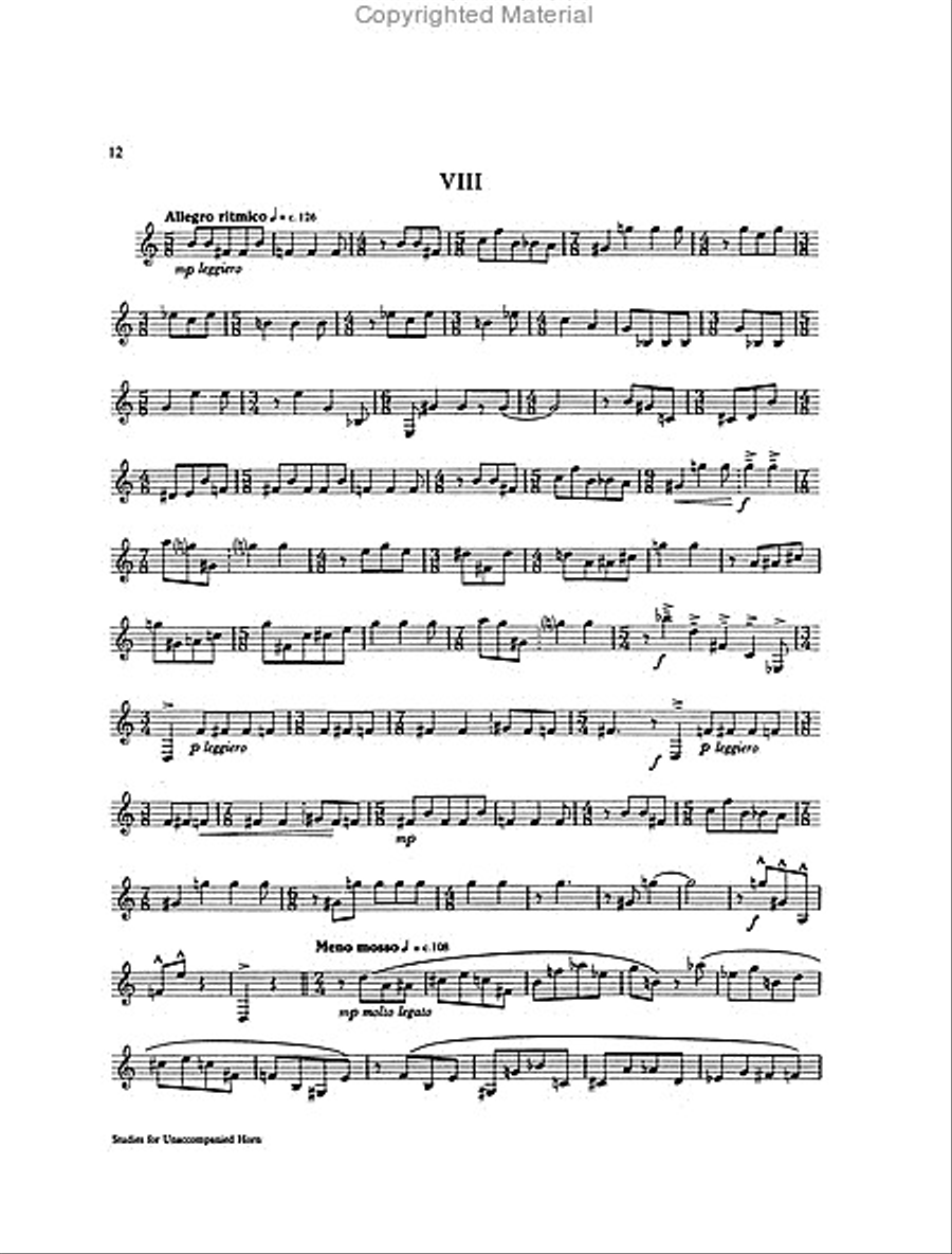 Studies for unaccompanied horn A Cappella scores gallery preview page 5