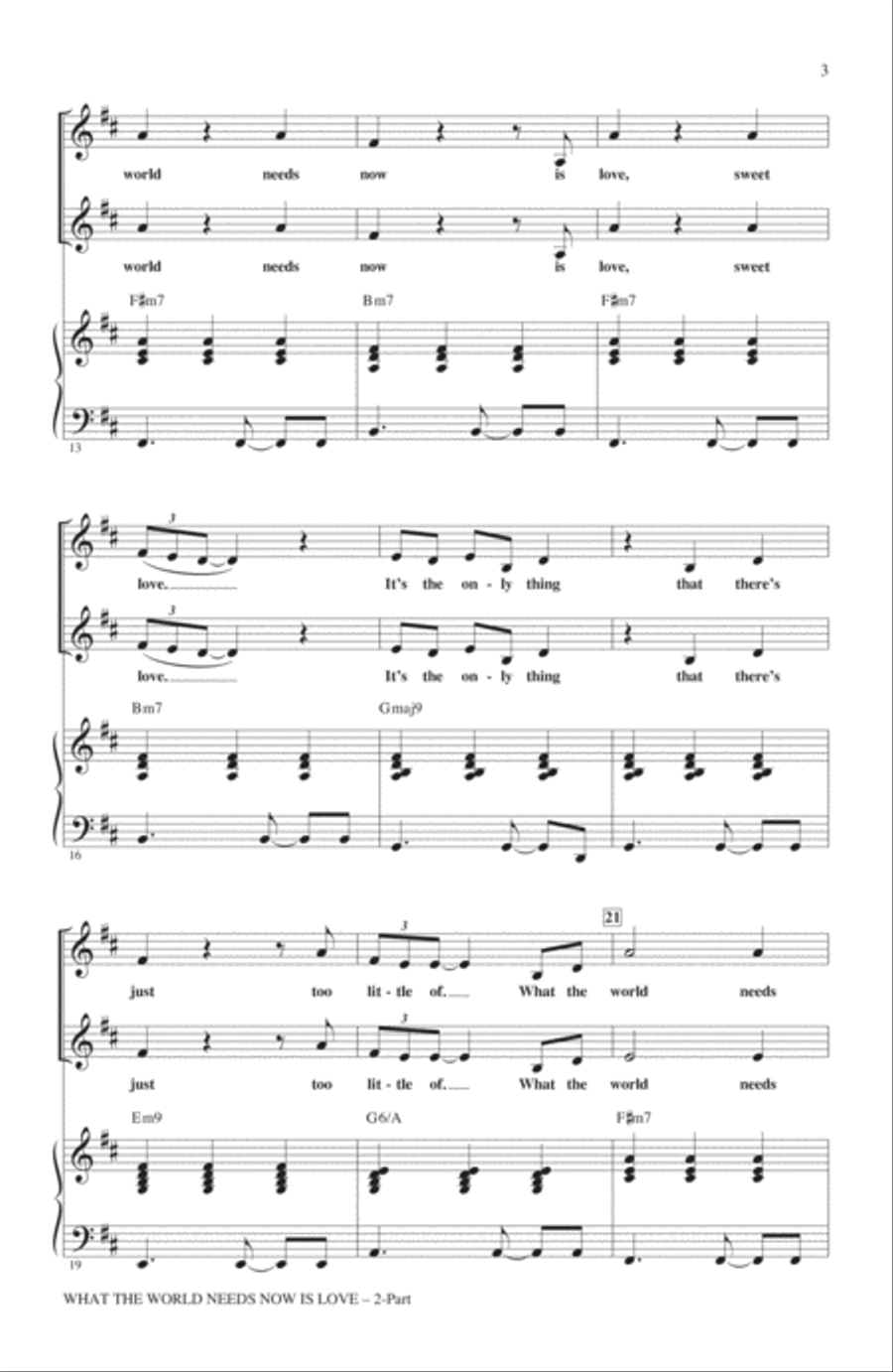 What The World Needs Now Is Love (arr. Roger Emerson) 2-Part scores gallery preview page 2