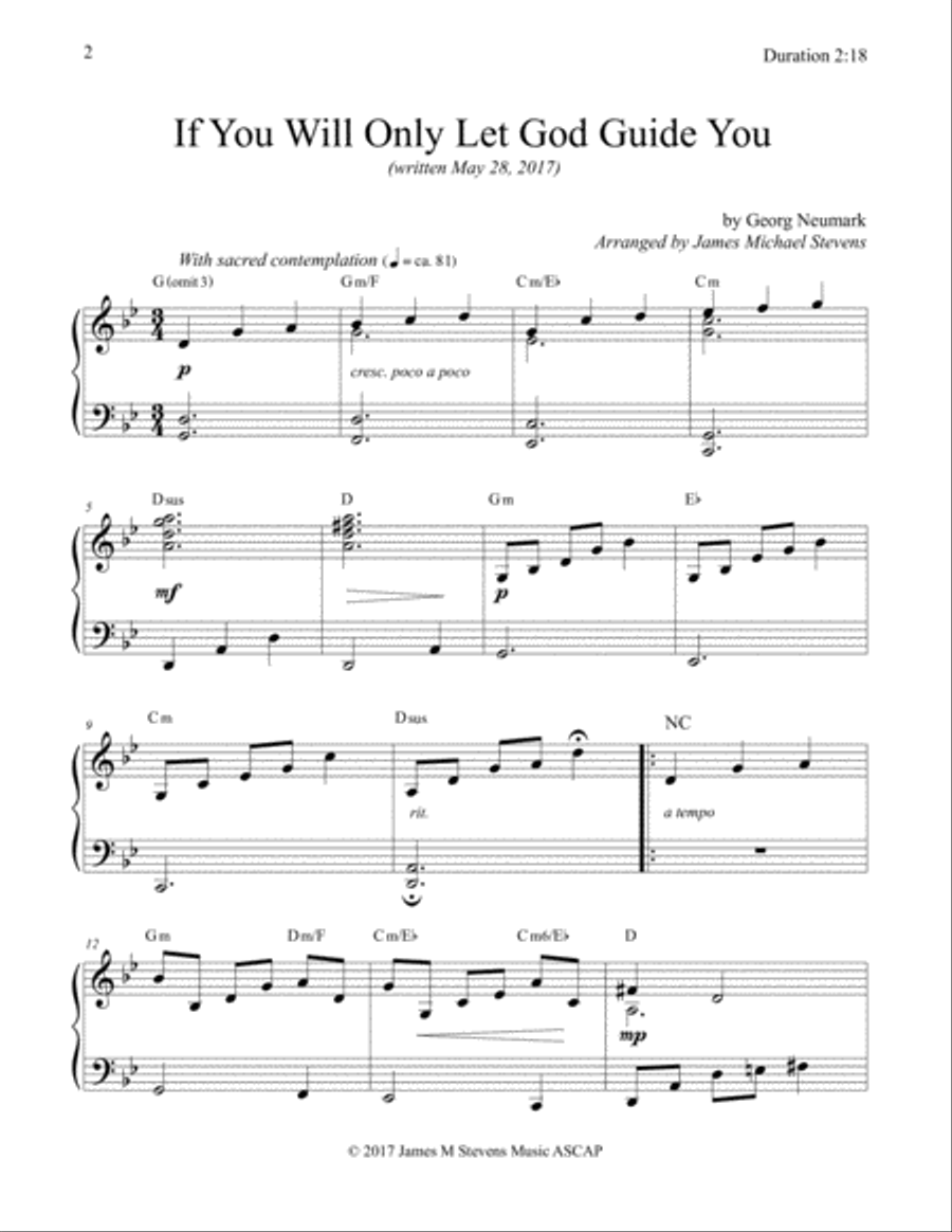 If You Will Only Let God Guide You Piano Solo scores gallery preview page 2