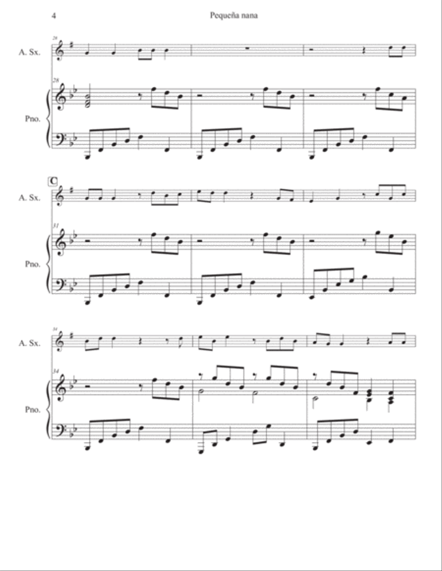 Little Lullaby (Pequeña nana) for Alto Sax and Piano Alto Saxophone scores gallery preview page 5