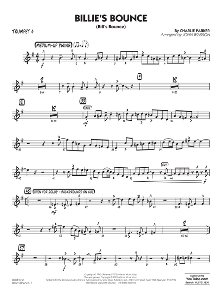 Billie's Bounce (arr. John Wasson) - Trumpet 4