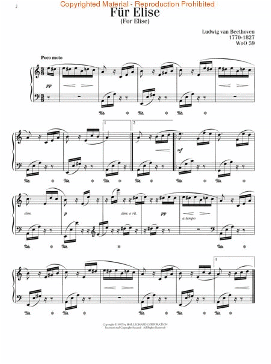 Für Elise Piano Solo scores gallery preview page 2