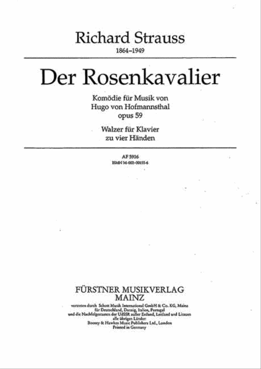 Der Rosenkavalier Piano Duet scores gallery preview page 1
