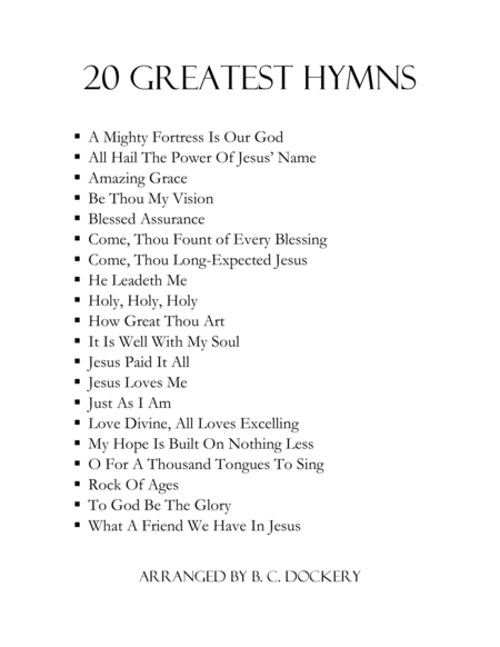 20 Greatest Hymns for Solo Piano image number null