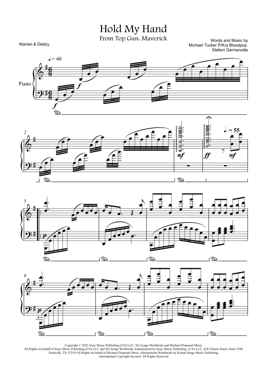 Hold My Hand Piano Solo scores gallery preview page 1