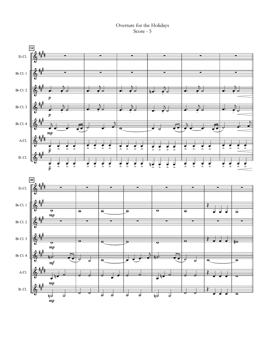 Overture for the Holidays (for Clarinet Choir) Clarinet Choir scores gallery preview page 5