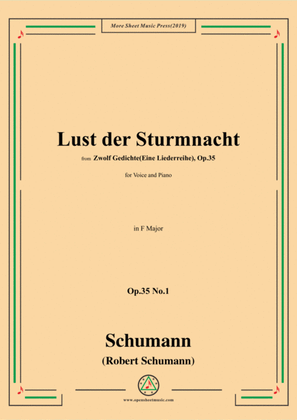 Book cover for Schumann-Lust der Sturmnacht,Op.35 No.1 in F Major,for Voice&Pano