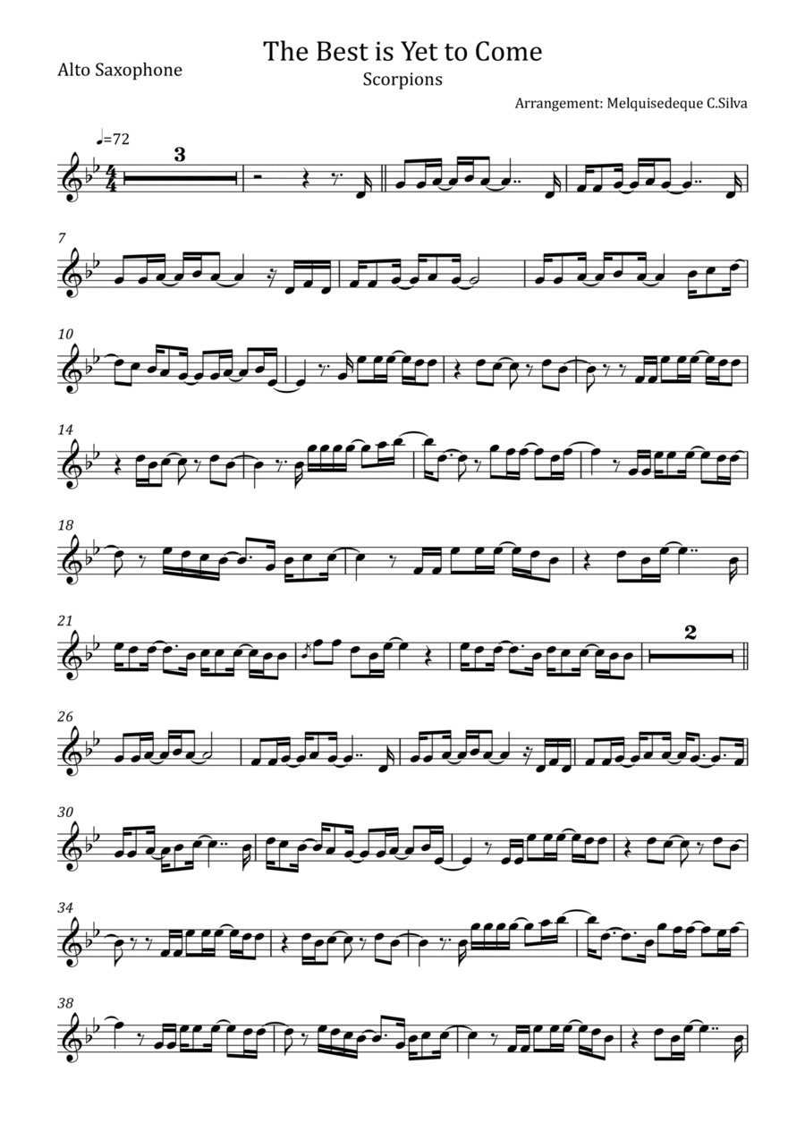 The Best Is Yet To Come Alto Saxophone scores gallery preview page 1