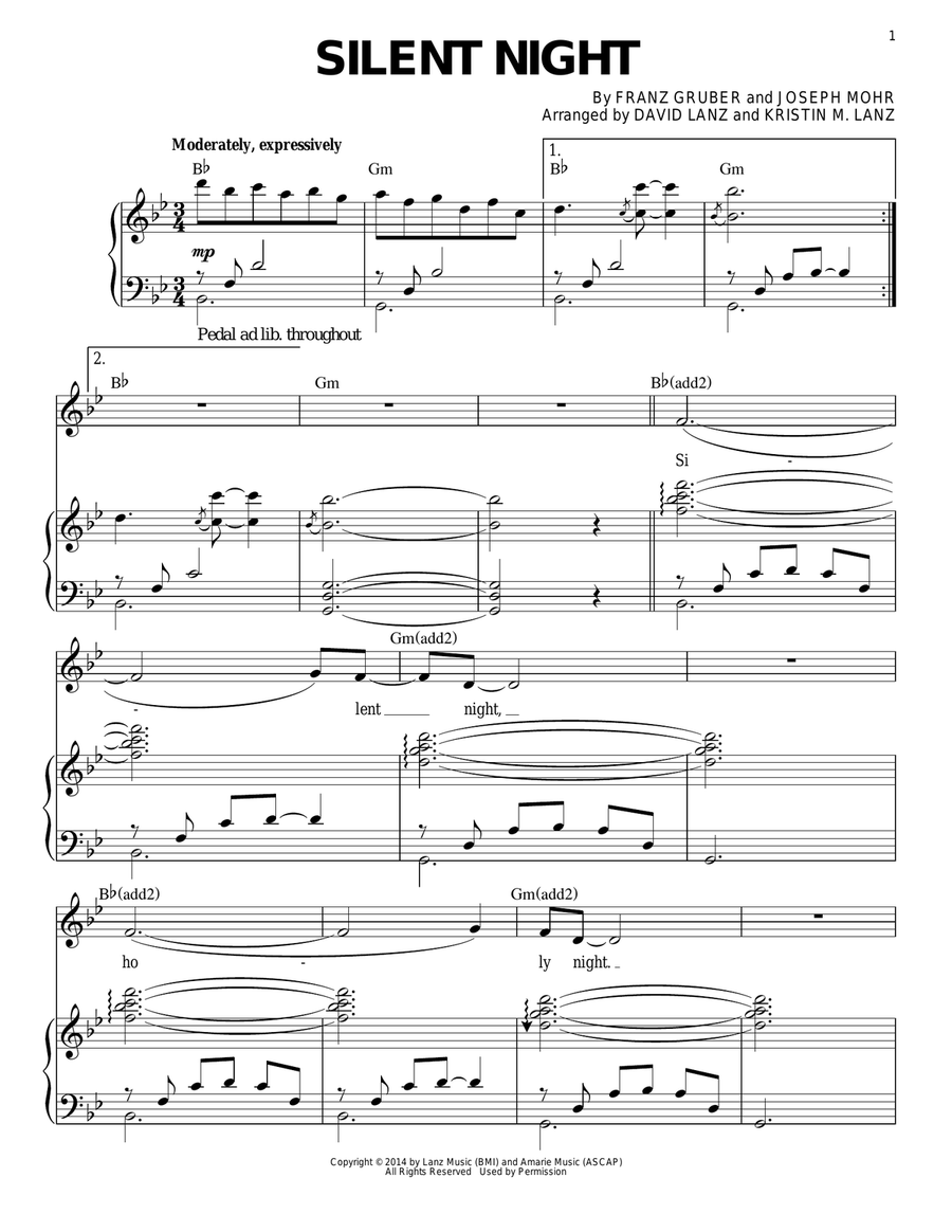 Silent Night Piano Solo scores gallery preview page 1