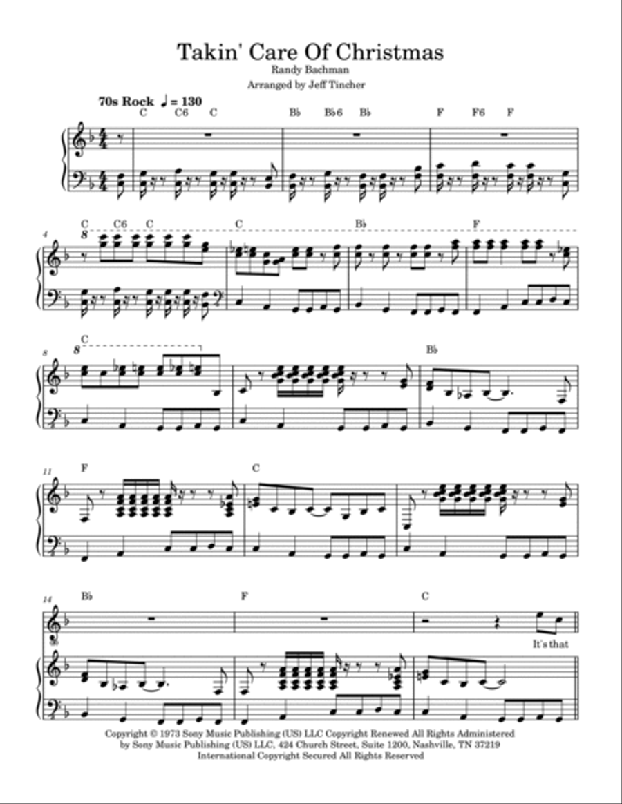 Takin' Care Of Christmas Takin' Care Of Christmas Piano, Vocal, Guitar scores gallery preview page 2