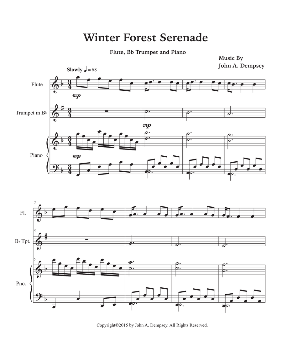 Winter Forest Serenade (Trio for Flute, Trumpet and Piano) Small Ensemble scores gallery preview page 5