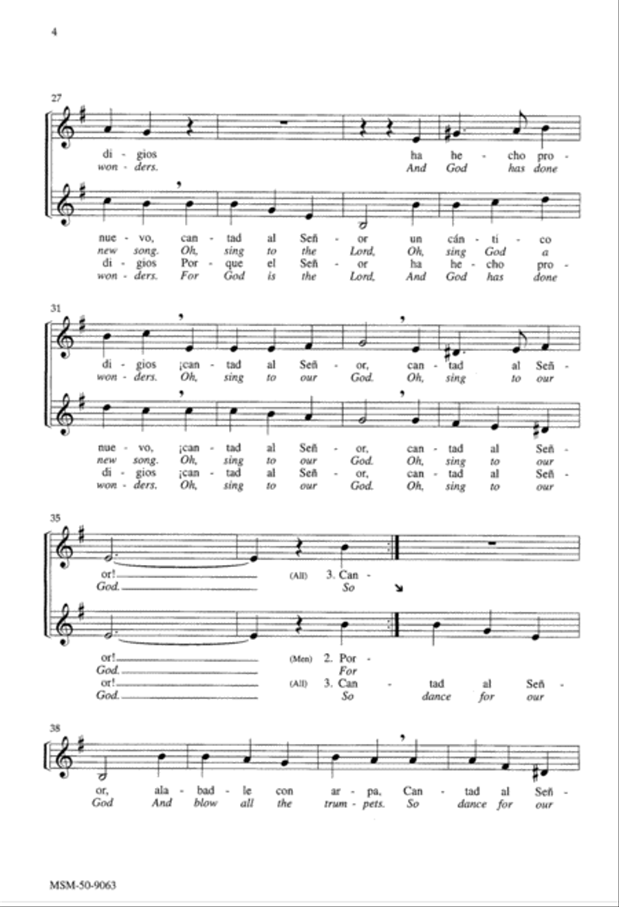 Cantad al Señor/Oh, Sing to the Lord Unison Choir scores gallery preview page 4
