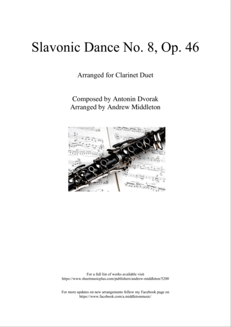 Slavonic Dance No. 8 Op. 46 arranged for Clarinet Duet Clarinet Duet scores gallery preview page 1