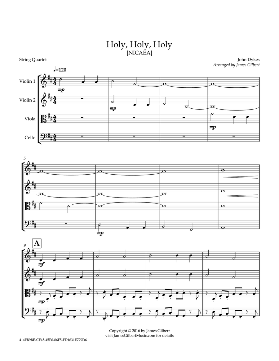 Holy, Holy, Holy String Quartet scores gallery preview page 4