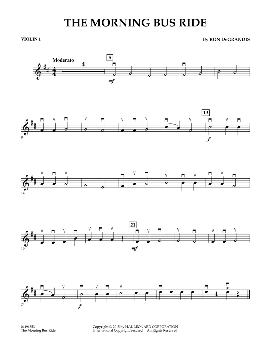 The Morning Bus Ride - Violin 1 Orchestra scores gallery preview page 1