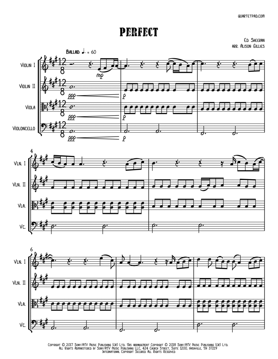 Perfect String Quartet scores gallery preview page 1
