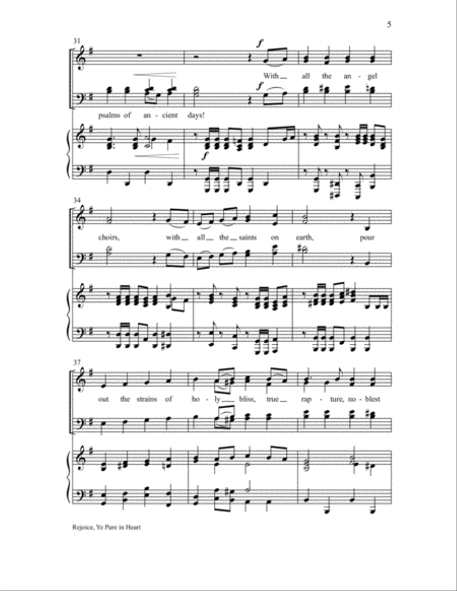 Rejoice, Ye Pure in Heart 4-Part scores gallery preview page 5