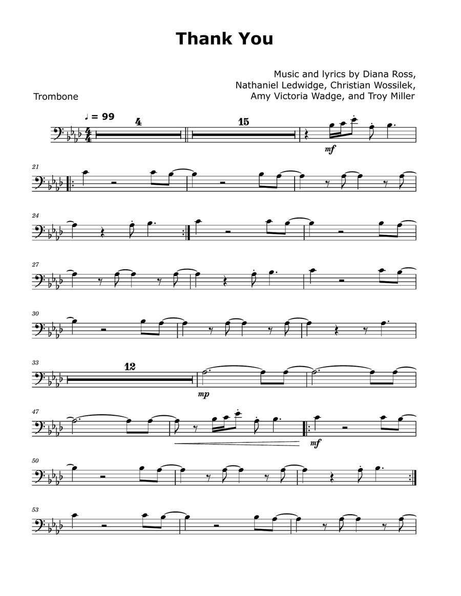 Thank You Trombone Solo scores gallery preview page 1