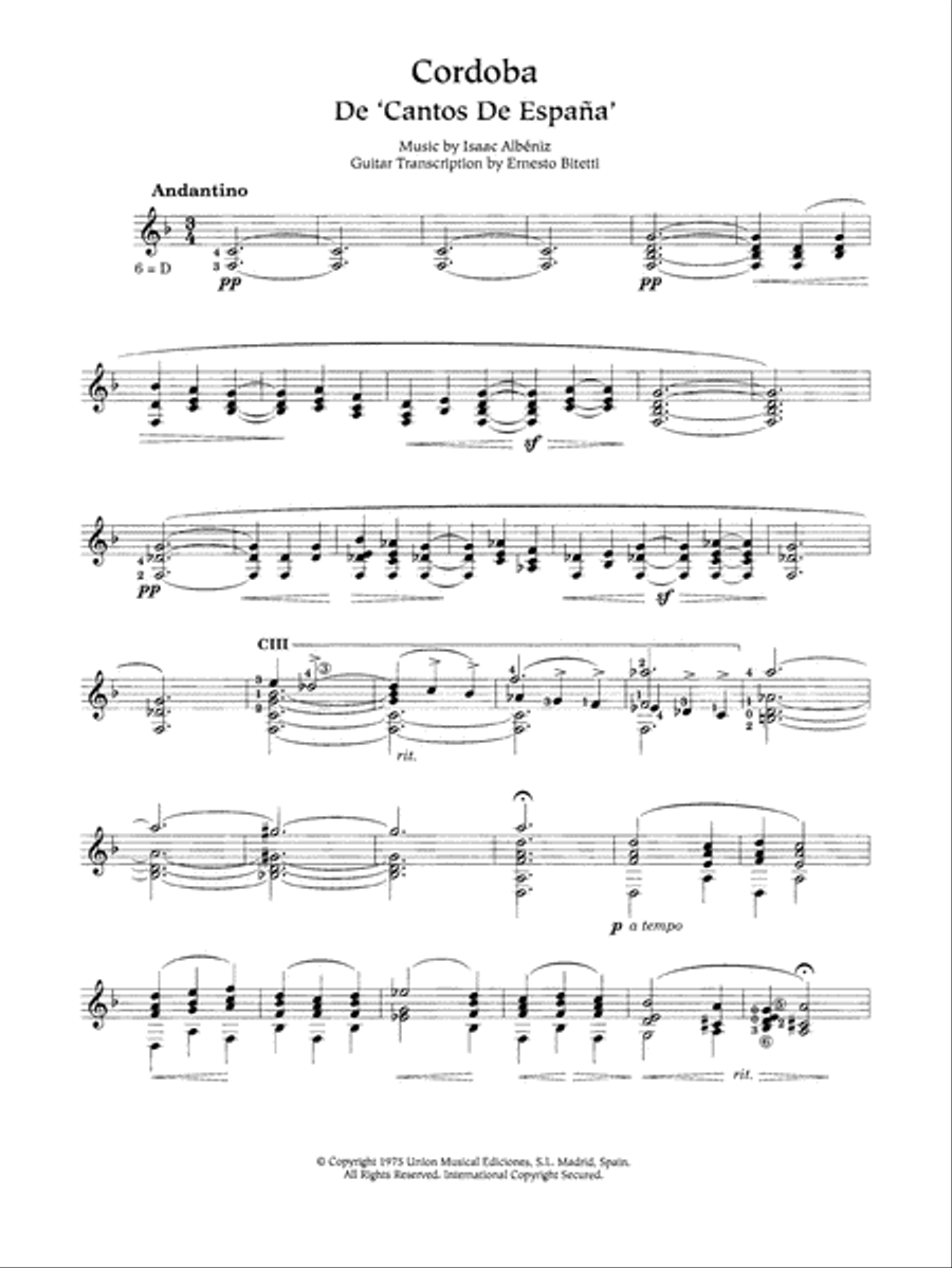 Cordoba Cordoba Acoustic Guitar scores gallery preview page 1