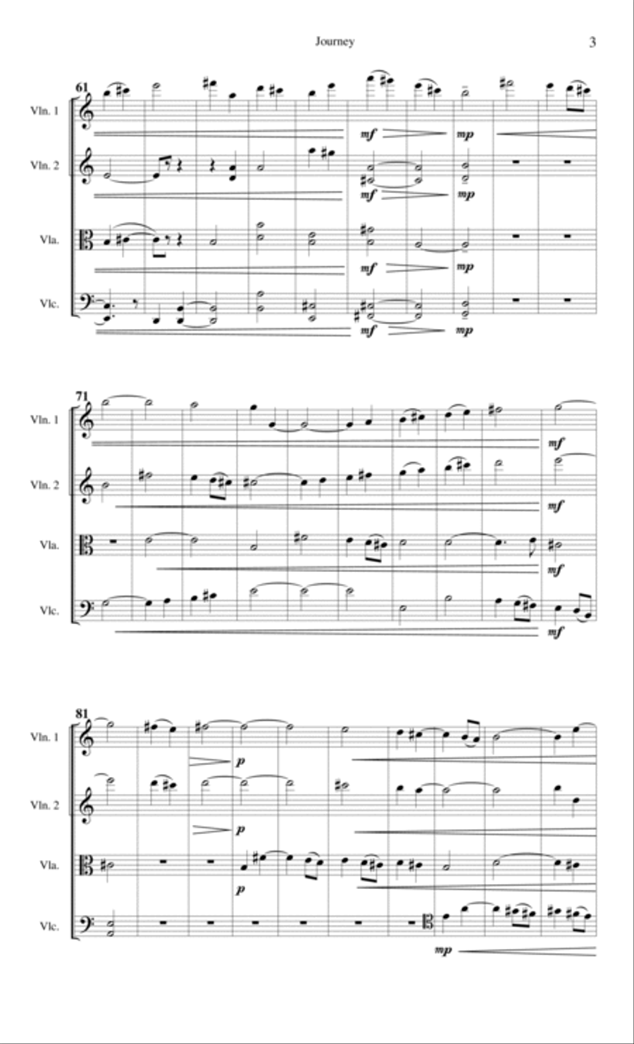 Journey (For String Quartet) String Quartet scores gallery preview page 3