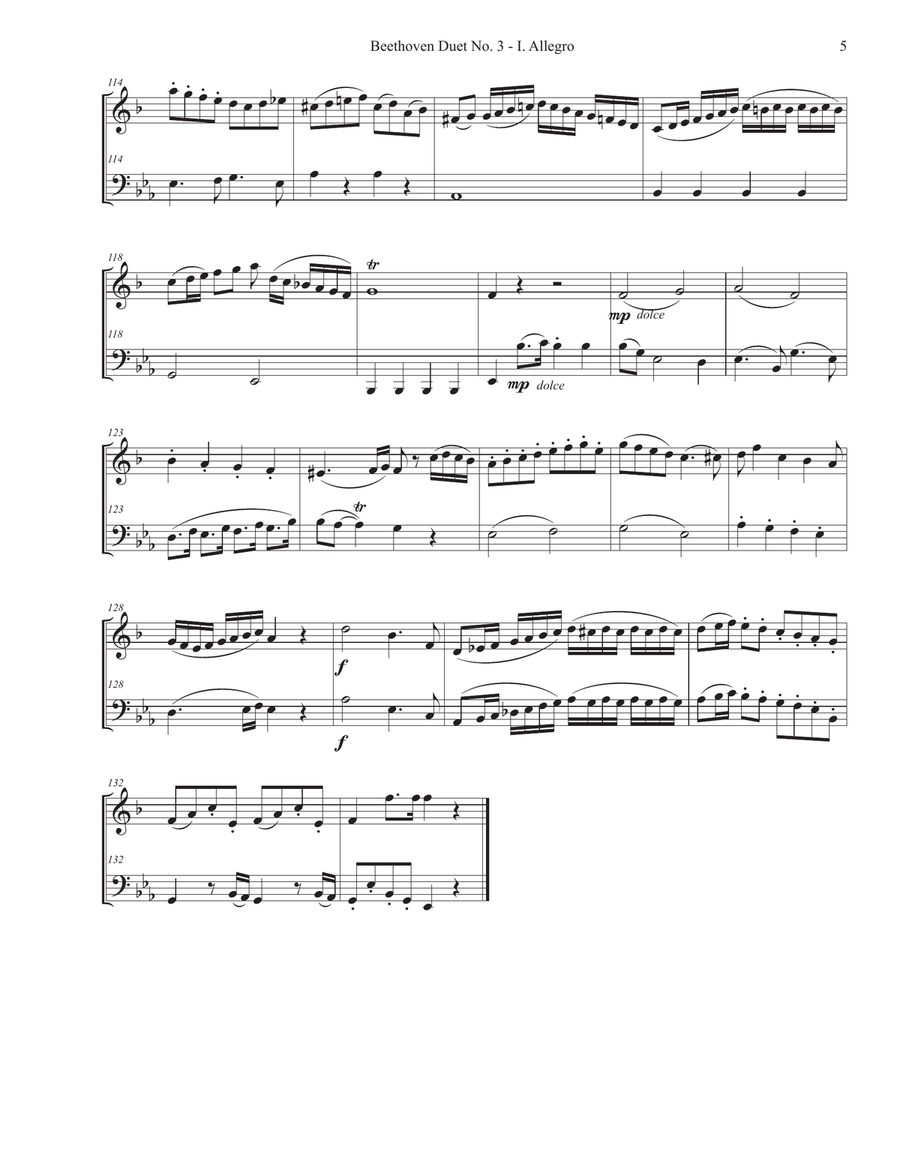 Beethoven Duet No. 3 adapted for Bb Trumpet and Tuba Brass Duet scores gallery preview page 6