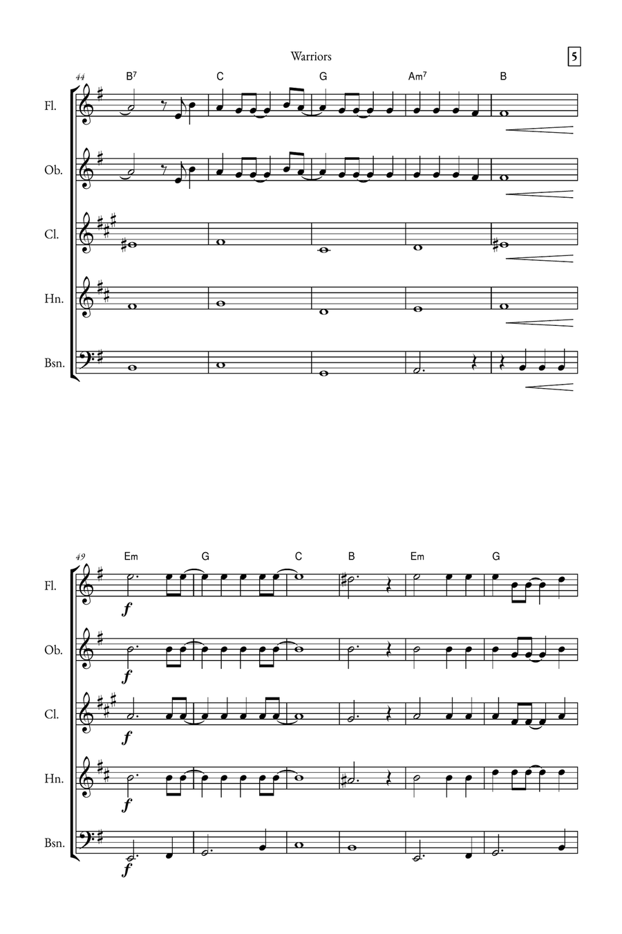 Warriors Woodwind Quintet scores gallery preview page 5