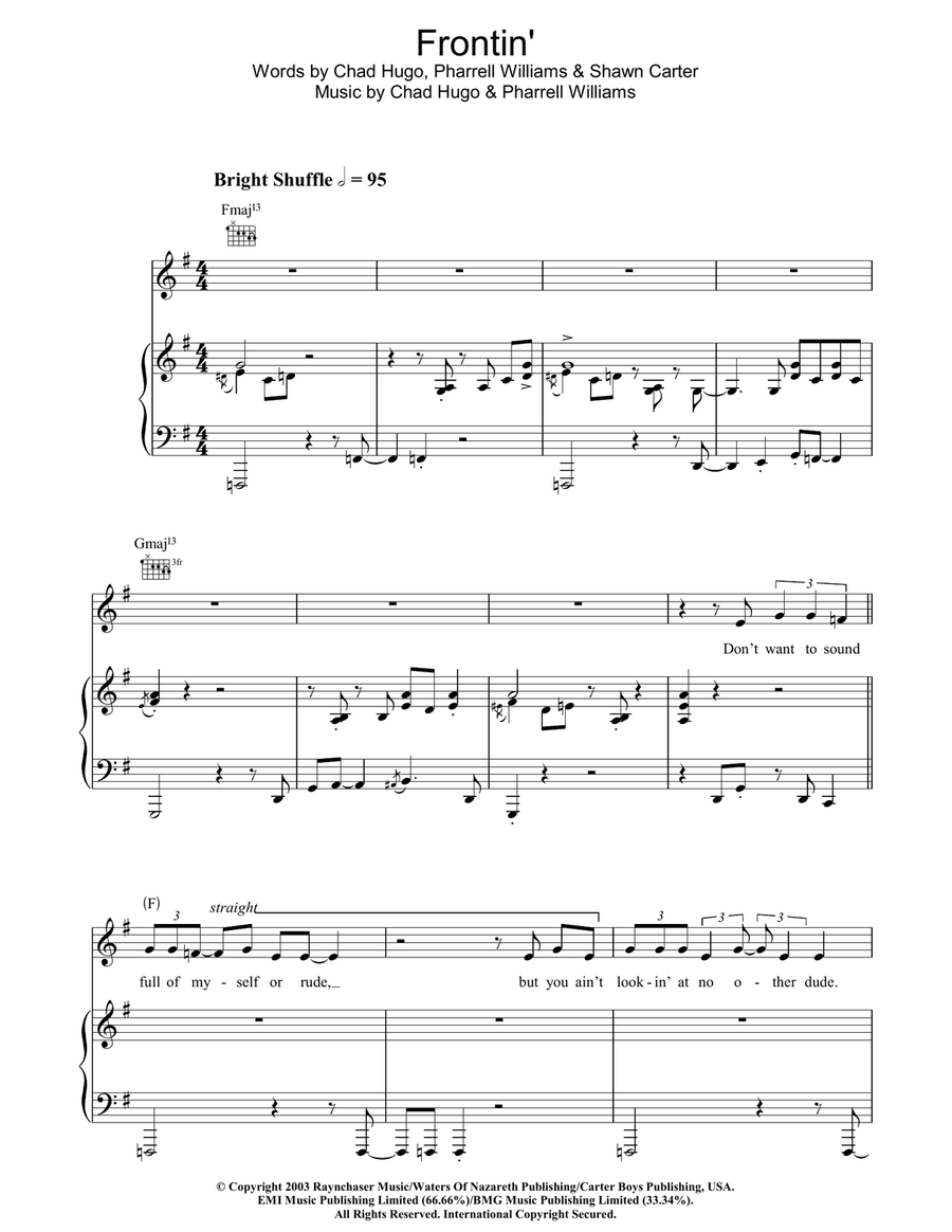Frontin' Frontin' Piano, Vocal, Guitar scores gallery preview page 1