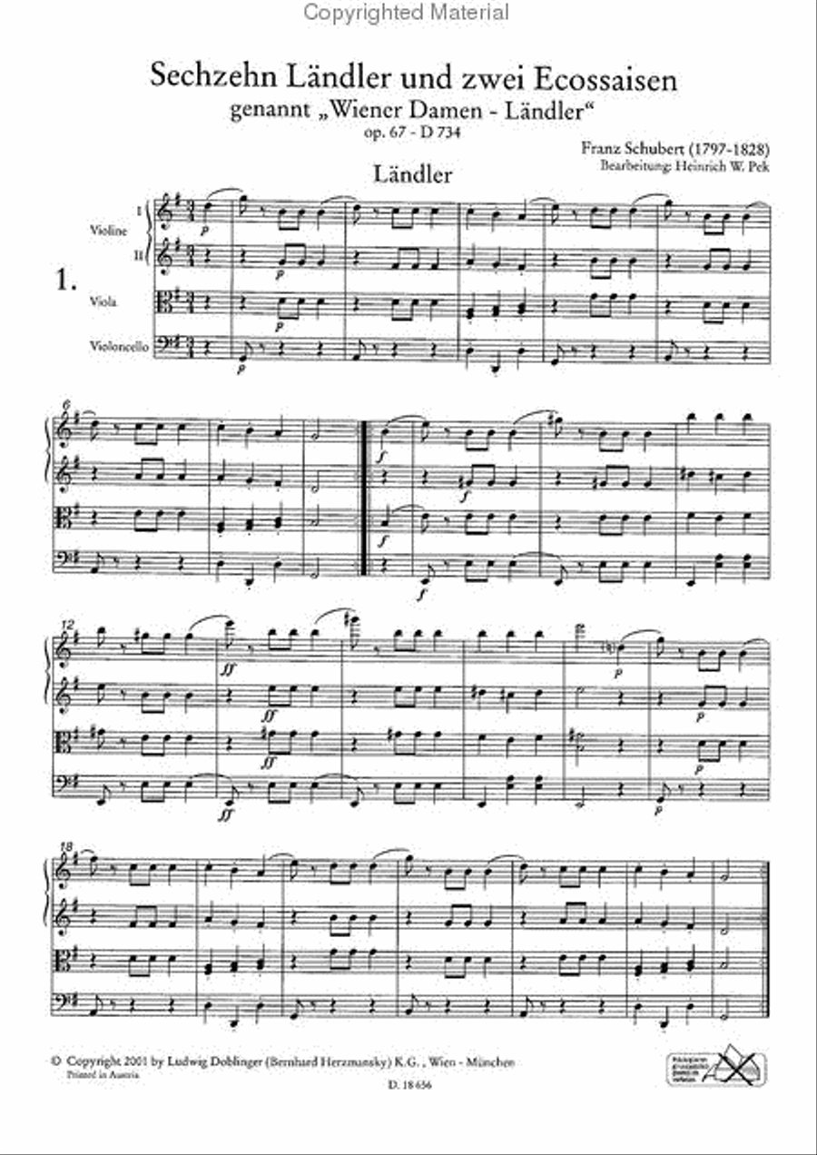 16 Landler und zwei Ecossaisen String Quartet scores gallery preview page 2