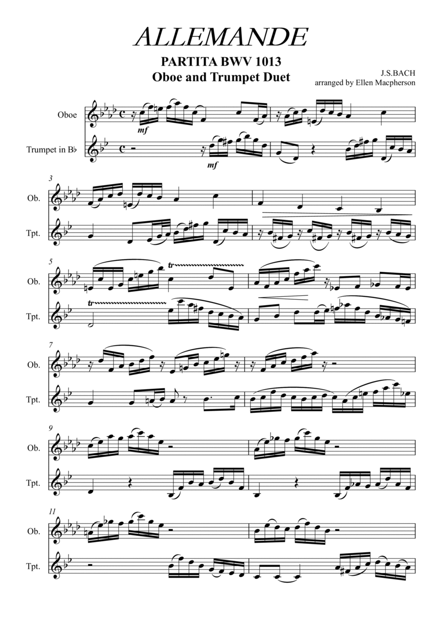 ALLEMANDE by J.S. BACH Oboe and Trumpet Duet by Johann Sebastian